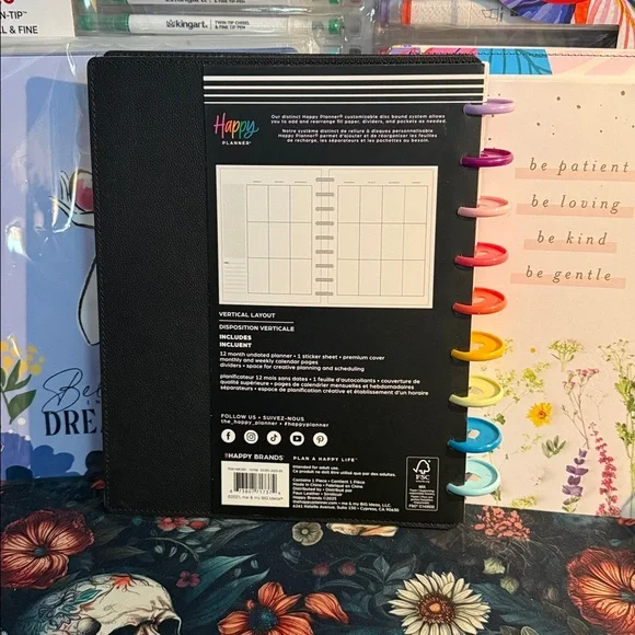 Happy Planner Black & Gold Classic Premium Cover w/ Rainbow discs - undated NEW - Picture 7 of 9